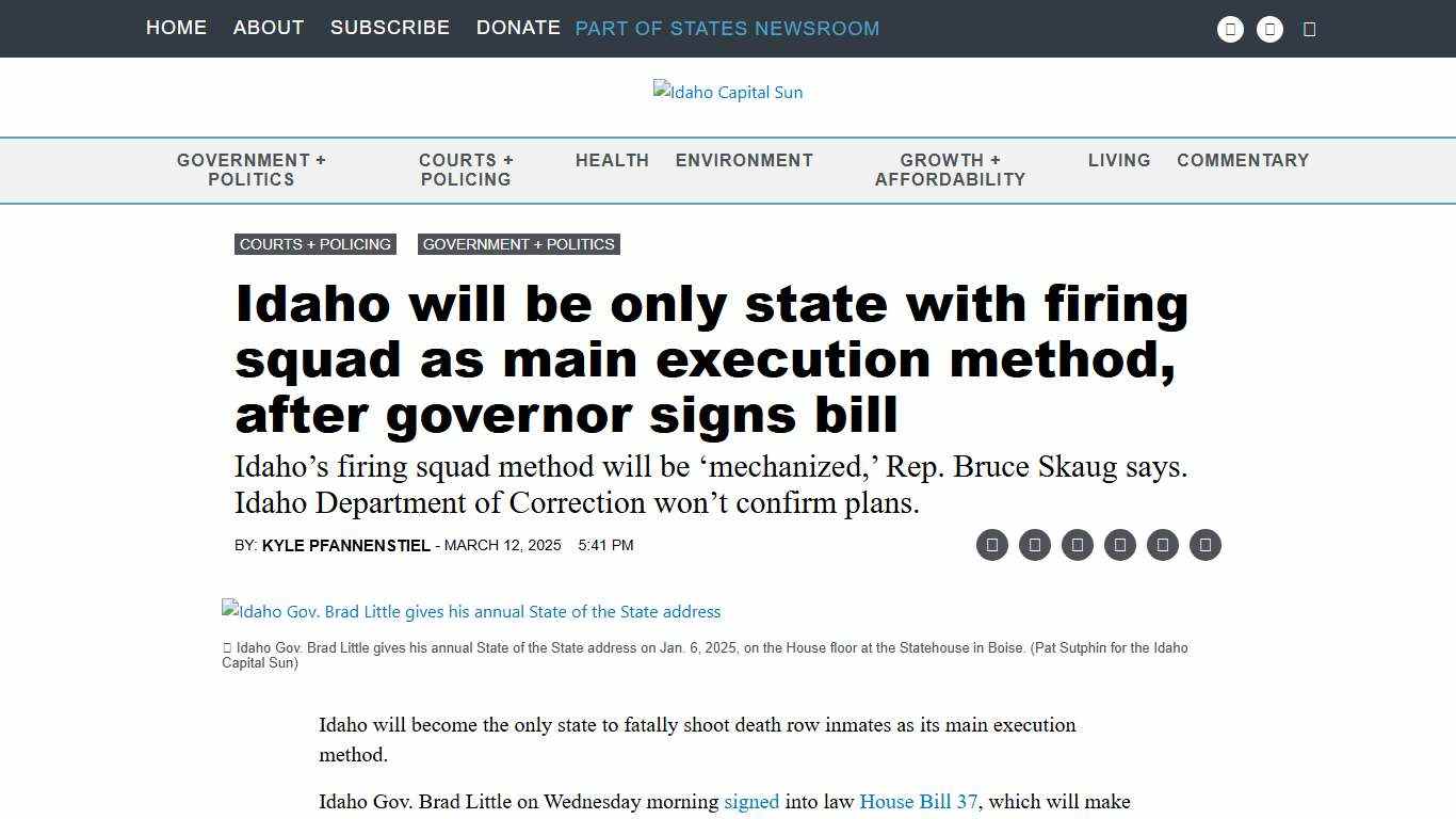 Idaho will be only state with firing squad as main execution method, after governor signs bill • Idaho Capital Sun